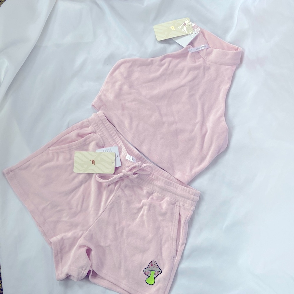 JustFab brand new pink terry cloth lounge set size medium